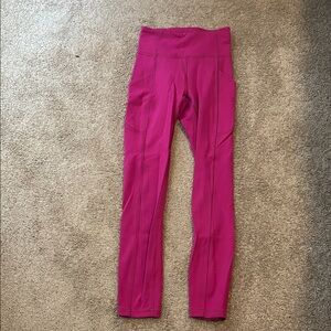 Lululemon Ripened Raspberry Leggings With Pockets Size 0